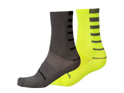 Endura Coolmax® Stripe Socks (Twin Pack) HiVizYellow