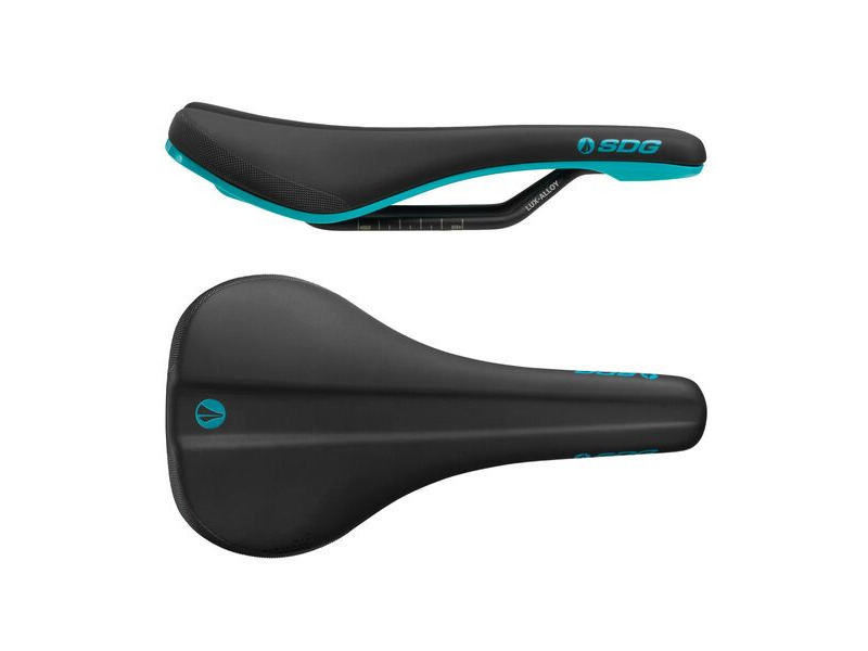SDG Bel Air 3.0 Lux-Alloy Rail Saddle Black Microfibre Top / Turquoise Base click to zoom image