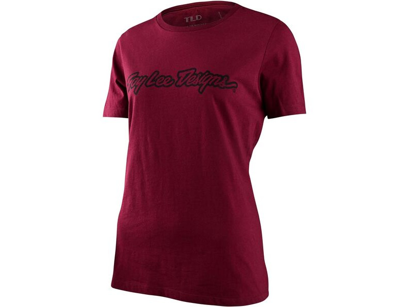 Troy Lee Designs Women's Signature Short Sleeve T-Shirt Maroon click to zoom image