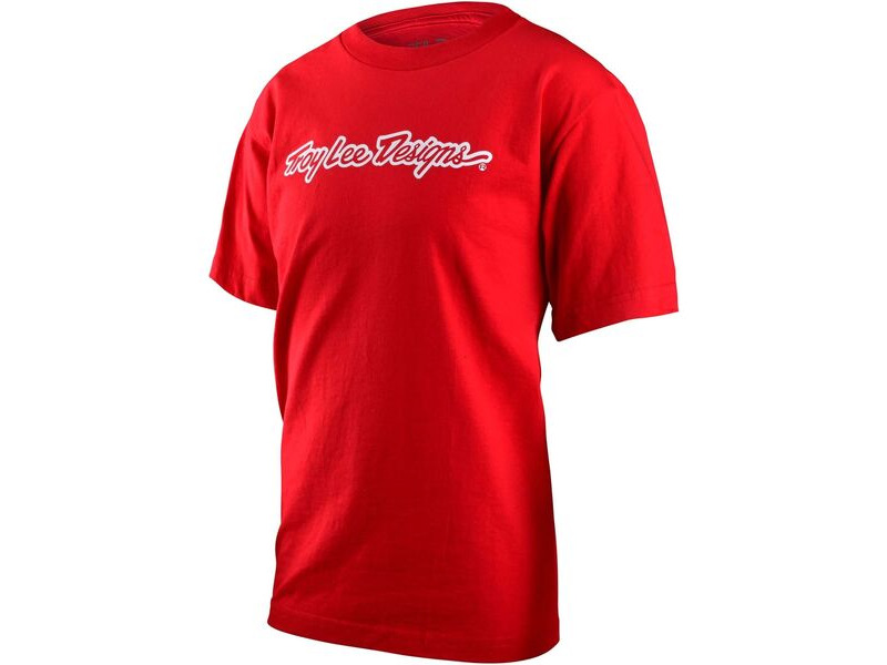 Troy Lee Designs Youth Signature Short Sleeve T-Shirt Red click to zoom image