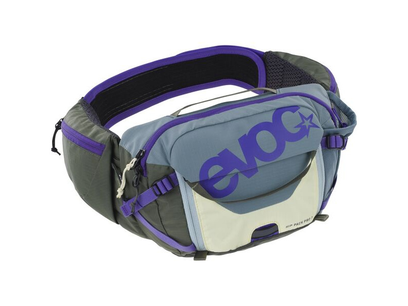 EVOC Hip Pack Pro 3 + Hydration Bladder 2026: Steel/Violet/Dark Olive One Size click to zoom image