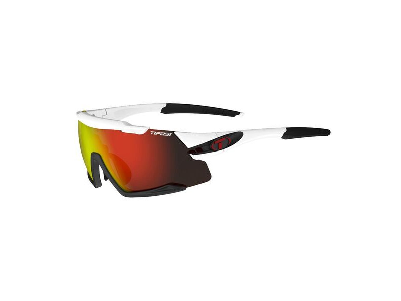 Tifosi Aethon Interchangeable Clarion Lens Sunglasses 2019 White/Black/Clarion Red click to zoom image