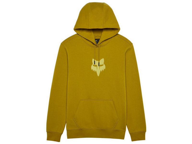 Fox Head Fleece Hoodie Mustard click to zoom image